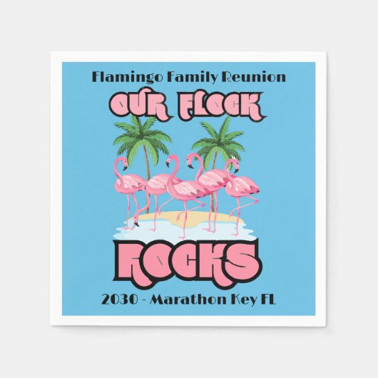 面白いフラミンゴ Our Flock Rocks スタンダードカクテルナプキン (正面)