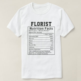 面白いフラワーデザイナーの栄養成分表示 スタッフギフト Tシャツ