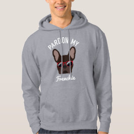 面白いフレンチブルドッグのブラウンTシャツ Pardon my Frenchie パーカ