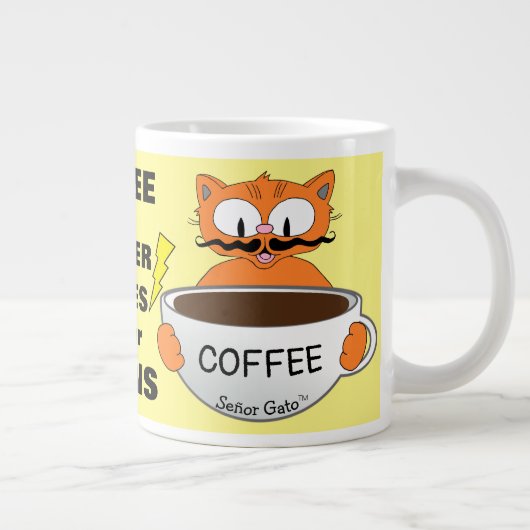 面白いフレーズのキャラクター猫 ジャンボコーヒーマグカップ (右)