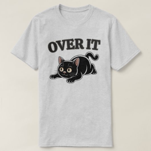 面白いブラックキャットイラスト Tシャツ (デザイン正面)
