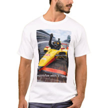 面白いブラックラブラドールパピー+インディカーTシャツ | 