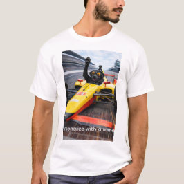 面白いブラックラブラドールパピー+インディカーTシャツ |  Tシャツ