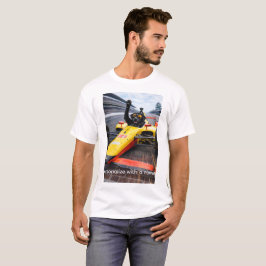 面白いブラックラブラドールパピー+インディカーTシャツ | Tシャツ