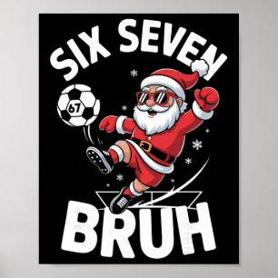 面白いブラッサッカーサンタ67ミームクリスマスXmasパジャマ ポスター