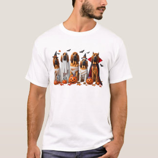 面白いブラッドハウンドのハロウィン犬好き Tシャツ