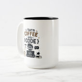 面白いプログラマーデザイン ツートーンマグカップ (正面左)