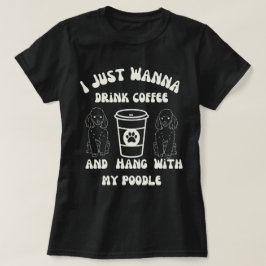 面白いプードルのコーヒー愛好家 Tシャツ