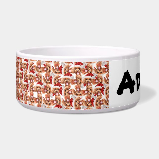 面白いプードルの名前 クリスマスパターン ボウル (正面)