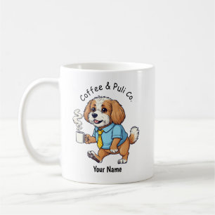 面白いプーリー犬のビジネスマンスーツコーヒー コーヒーマグカップ
