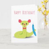 面白いヘビのピエロ Happy Birthday グリーティングカード (黄色い花)