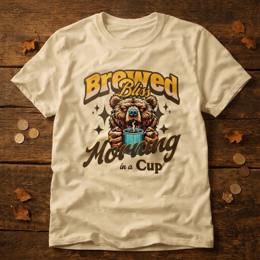 面白いベアコーヒードリンカーチシャツ Tシャツ