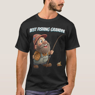 面白いベストフィッシングおじいちゃんのキャラクターギフト Tシャツ