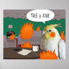 面白いペットのオカメインコの隔離「これでいいんだ」Meme ポスター