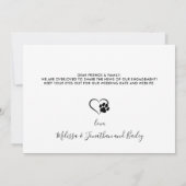 面白いペットの結婚式　モダンな写真　犬の婚約 案内状 (裏面)