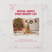 面白いペット犬の写真 クリスマス ホリデー ポストカード (正面)