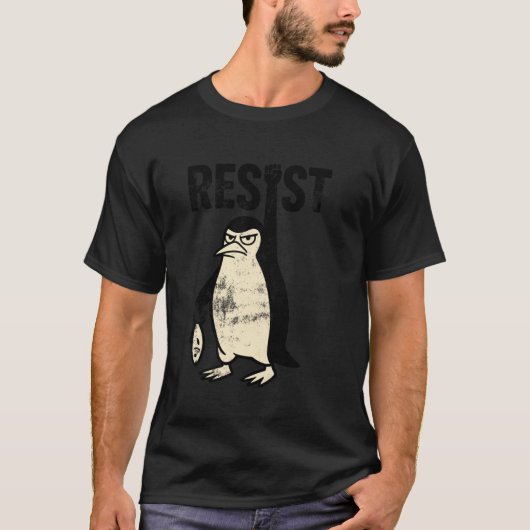 面白いペンギンが関税に抗議する Tシャツ (正面)