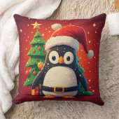 🐧 面白いペンギンのサンタのクリスマスイルミネーションテーマ 🎄 クッション (ブランケット)