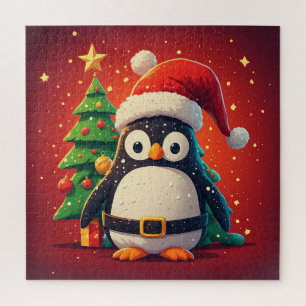 🐧 面白いペンギンのサンタのクリスマス電球テーマ 🎄 ジグソーパズル