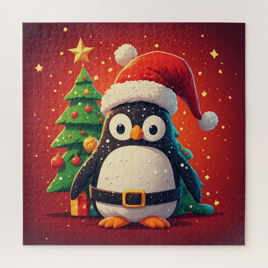 🐧 面白いペンギンのサンタのクリスマス電球テーマ 🎄 ジグソーパズル (縦)