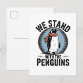 面白いペンギンの抵抗関税に抗議 インビテーションポストカード (正面/裏面)