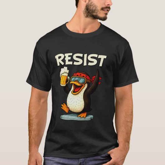 面白いペンギンの抵抗 Tシャツ (正面)