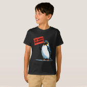 面白いペンギンの関税の駄洒落 私は関税といわしを食べる Tシャツ (正面フル)