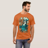 面白いペンギンシェフ料理漫画キッチン友達 Tシャツ (正面フル)