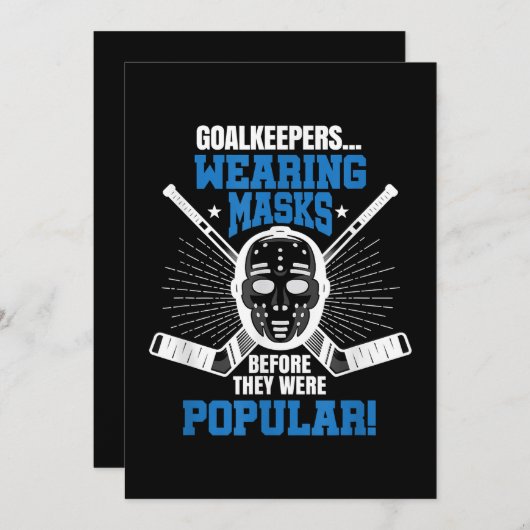 面白いホッケーゴールキーパーマスクジョーク アイスホッケー シーズンカード (正面/裏面)