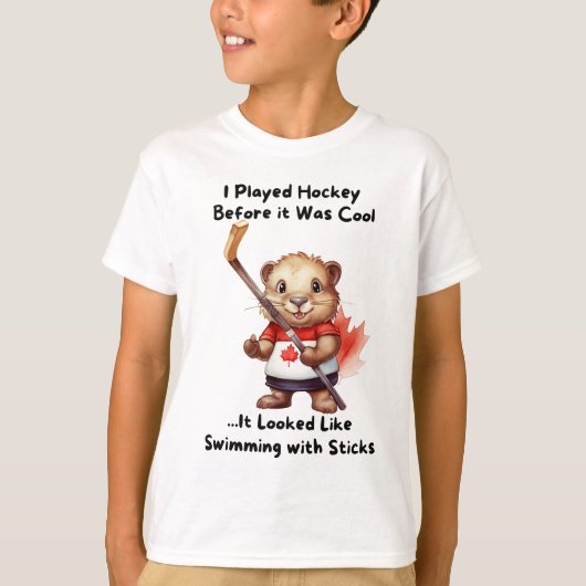 面白いホッケービーバーTシャツ Tシャツ (正面)
