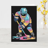 面白いホッケー アイス クリーム ドリップ少年ユースホッケー プレイ カード (黄色い花)