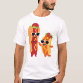 面白いホットドッグ ファストフード好き Tシャツ (正面)
