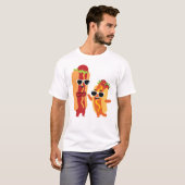 面白いホットドッグ ファストフード好き Tシャツ (正面フル)