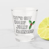 面白いホリデーシーズンの赤い実と緑の葉 ショットグラス (正面)