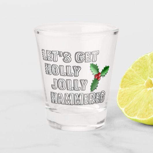 面白いホリデーシーズンの赤い実と緑の葉 ショットグラス (正面)