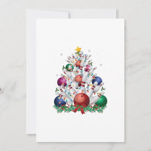 面白いボウリングのクリスマスツリーのライト、キリスト誕生祭のスポーツ、愛 招待状 (正面)