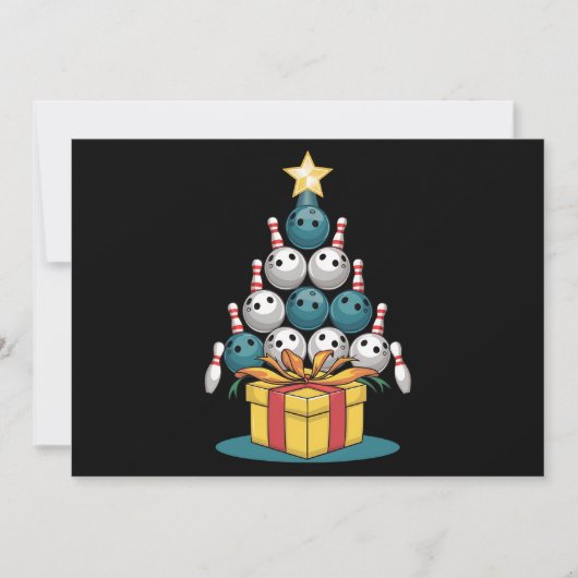 面白いボウリングのクリスマスツリーのライト クリスマスギフト シーズンカード (正面)