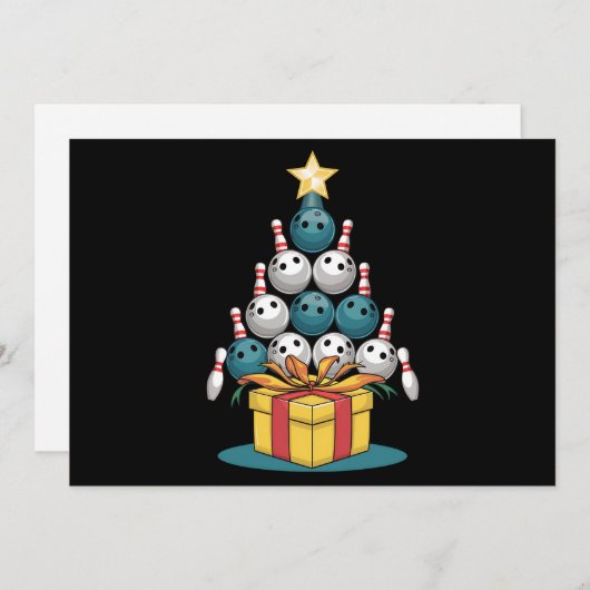 面白いボウリングのクリスマスツリーのライト クリスマスギフト シーズンカード (正面/裏面)