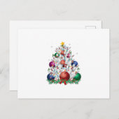 面白いボウリングのクリスマスツリーのライト　Xmasスポーツラブ シーズンポストカード (正面/裏面)