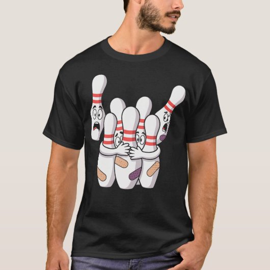 面白いボウリング恐怖ピン・ボウラー・ユーモア・漫画 Tシャツ (正面)