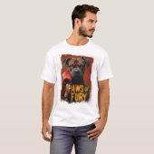 面白いボクサードッグ - PAWS OF FURY デザイン Tシャツ (正面フル)
