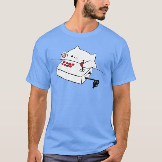 面白いボンゴ猫 楽しい かわいい ゲーマー メメ猫 Tシャツ メンズ (正面)