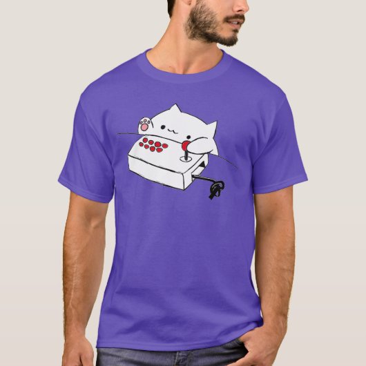 面白いボンゴ猫 楽しい かわいい ゲーマー メメ猫 Tシャツ メンズ (正面)