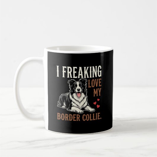 面白いボーダーコリー 愛 犬 コーヒーマグカップ (左)