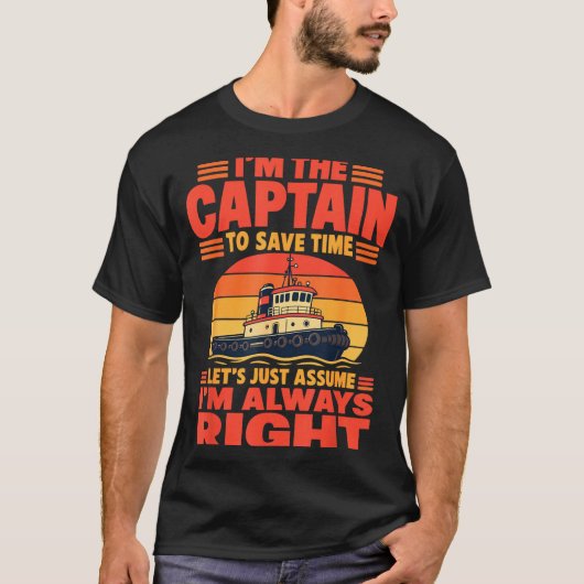 面白いボート船長 Tシャツ (正面)