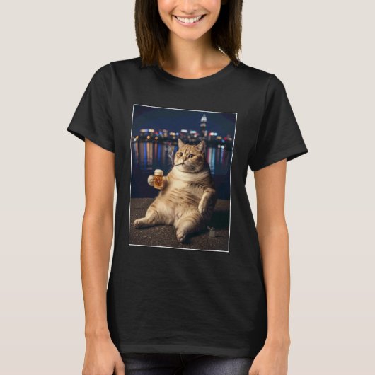 面白いボード 猫 メーム 涼しい 飲酒 喫煙 猫 アート Tシャツ (正面)