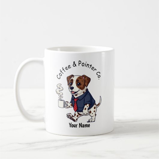 面白いポインターの犬のビジネススーツコーヒー コーヒーマグカップ (左)