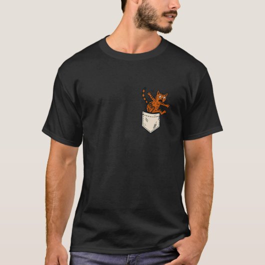 面白いポケットキャット子猫 Tシャツ (正面)
