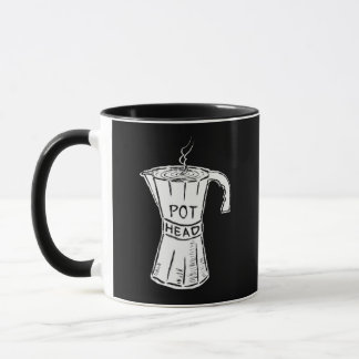 面白いポットヘッドコーヒーマグ ブラック マグカップ