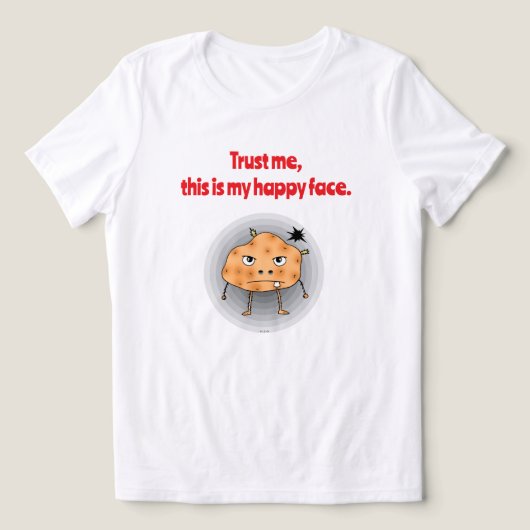 面白いポテト幸せな顔 トライブレンドTシャツ (デザイン正面)